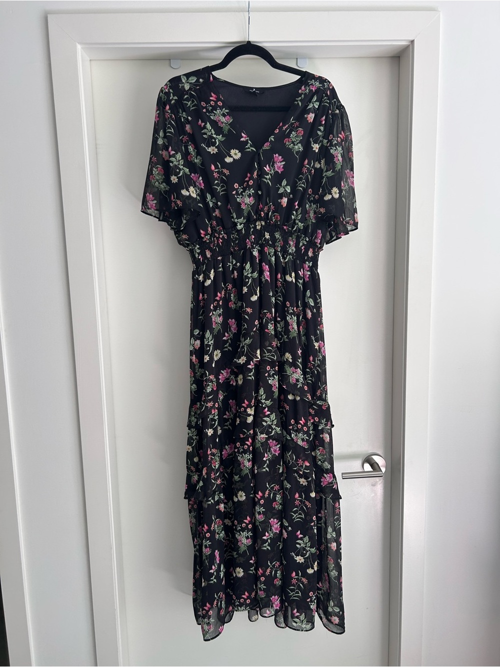 Black Maxi Dress with Floral Print